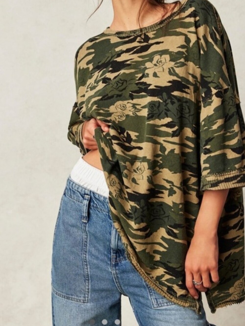 We The Free Camo Tee Size M Oversized Grunge Boxy